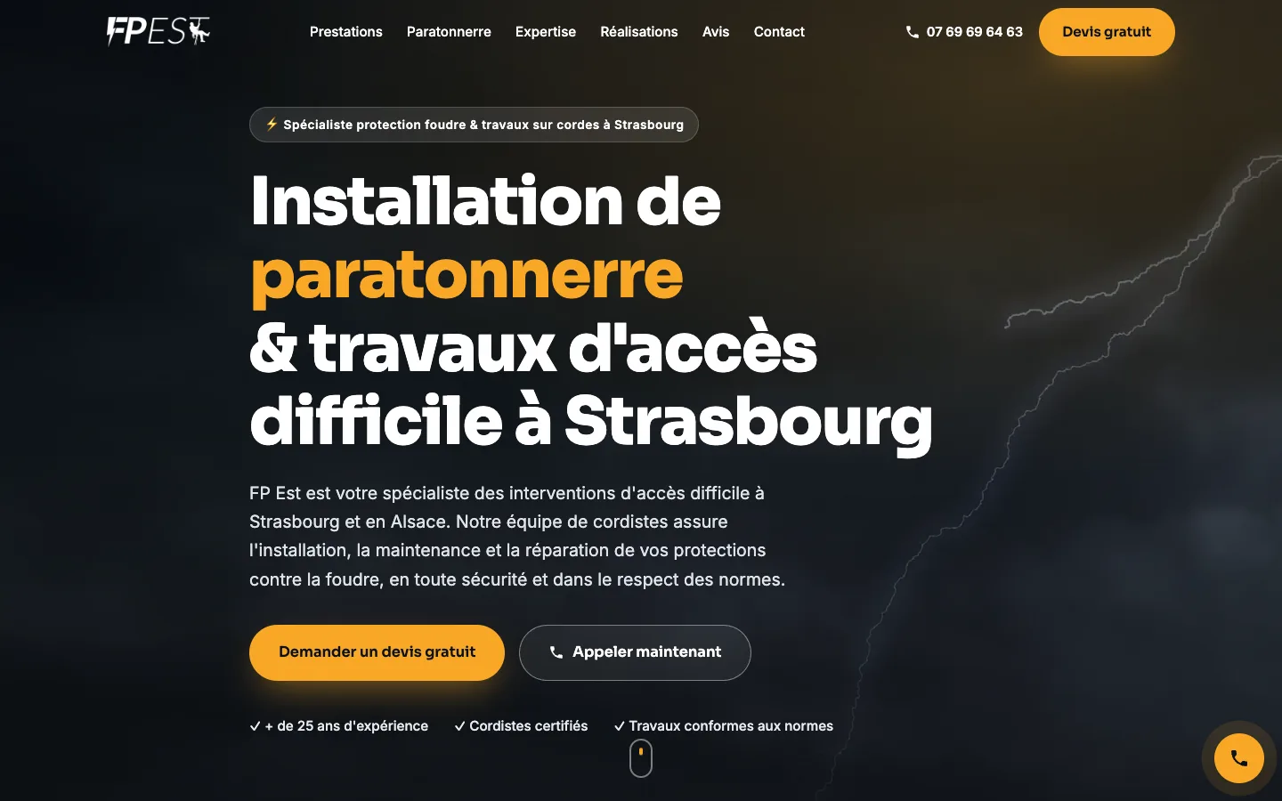 Site paratonnerre et travaux d’accès difficile, FP Est