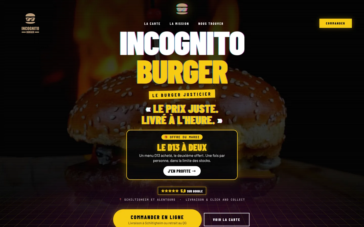 Site de commande et paiement en ligne, Incognito Burger