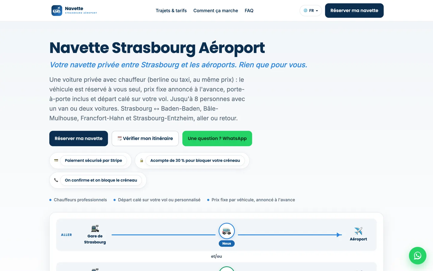 Réservation en ligne automatisée, Navette Strasbourg Aéroport