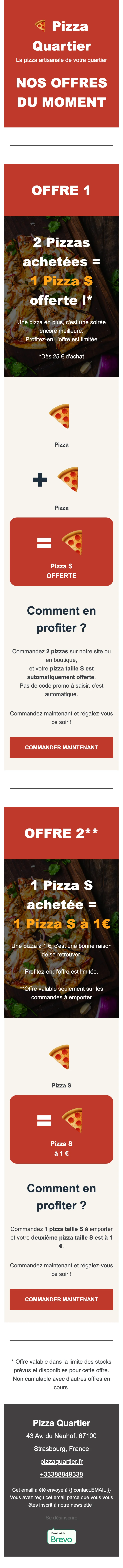 Newsletter hebdomadaire, Pizza Quartier