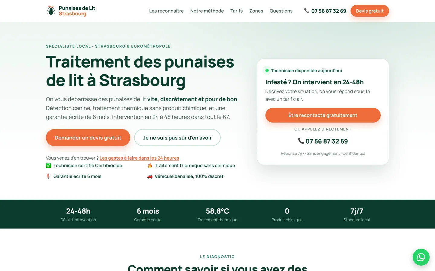 Site pensé pour Google, Punaises de Lit Strasbourg