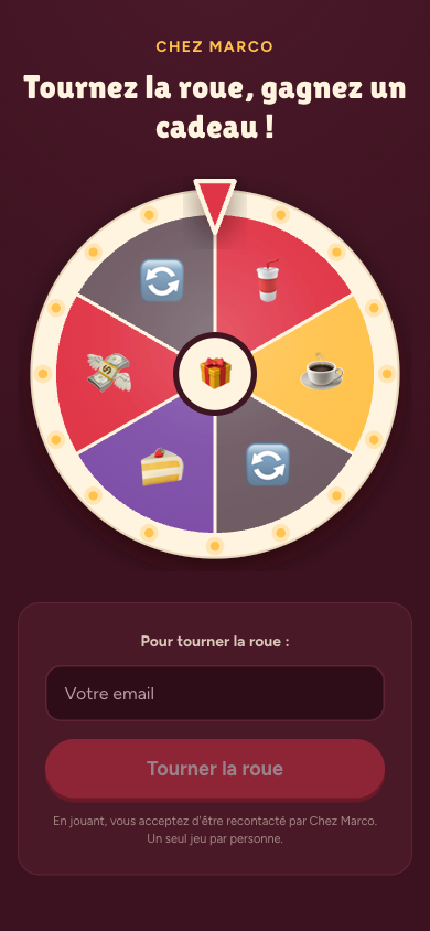 Application web : la roue des restaurants, Restospin