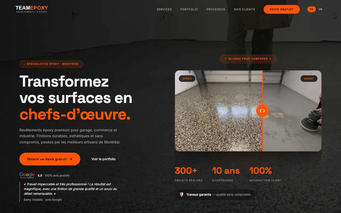 Site vitrine bilingue, Team Epoxy Pro